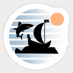 Shark And Pirate Sticker